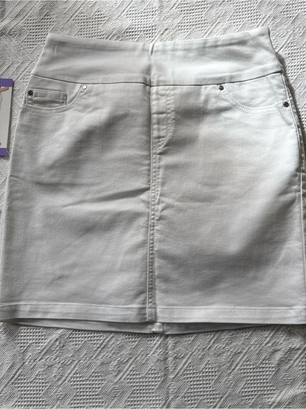 Women's White Stretch Denim Mini Skirt